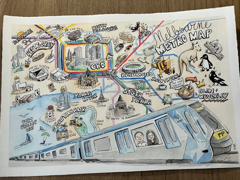 Traditional Artwork - Melbourne Subway Map